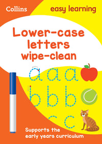 Collins Easy Learning Preschool - Lower Case Letters Age 3-5 Wipe Clean Activity Book: Ideal for home learning (9780008212926)