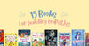 '15 Books for building empathy' on a yellow background above an array of Barrington Stoke books